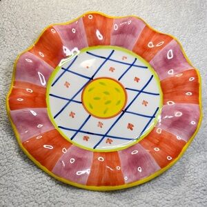 Beautifully Colorful Hand Painted 10 1/4” Bella Casa Ceramic Wavy Edge Plate